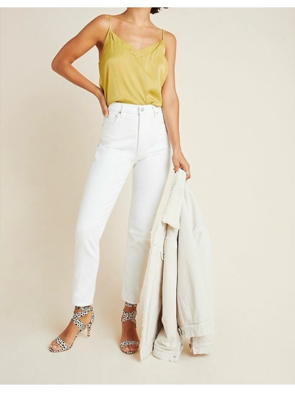 Agolde White High-Rise Straight Jeans